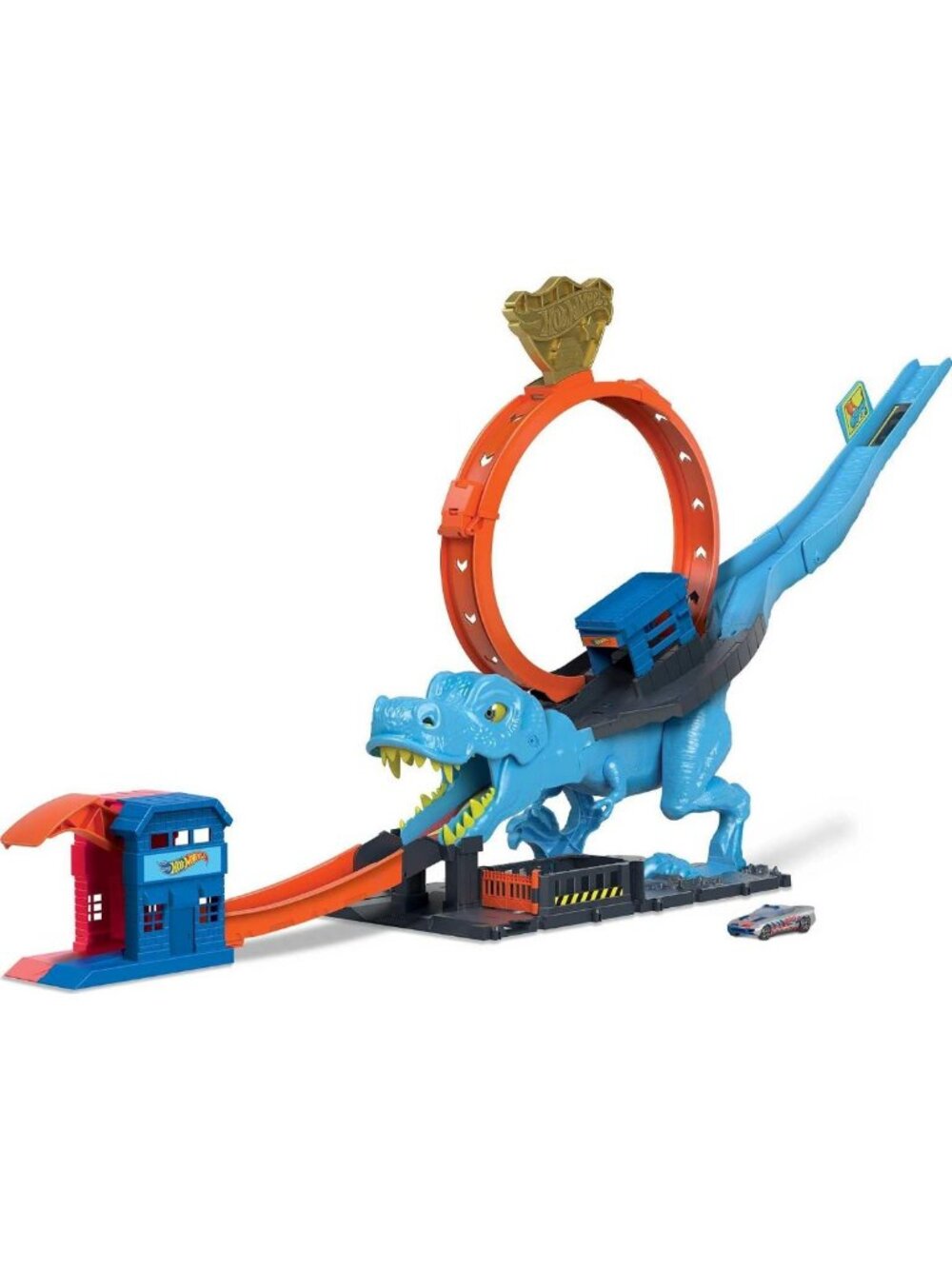 Hot Wheels T-Rex Chomp Down Track Set with Toy Car - Fun Dinosaur Racing